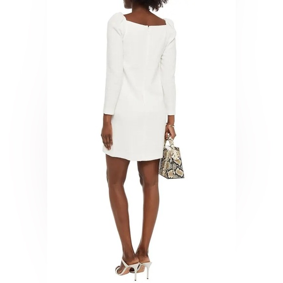 VERONICA BEARD Alona Tweed Square Neck Long Sleeve Mini Dress Ivory 8 - Picture 2 of 16